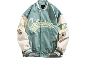 Mens Varsity Jacket Cool Baseball Jacket Bomber Jacket Hip-Hop Letterman Jacket Stylish Casual Jacket