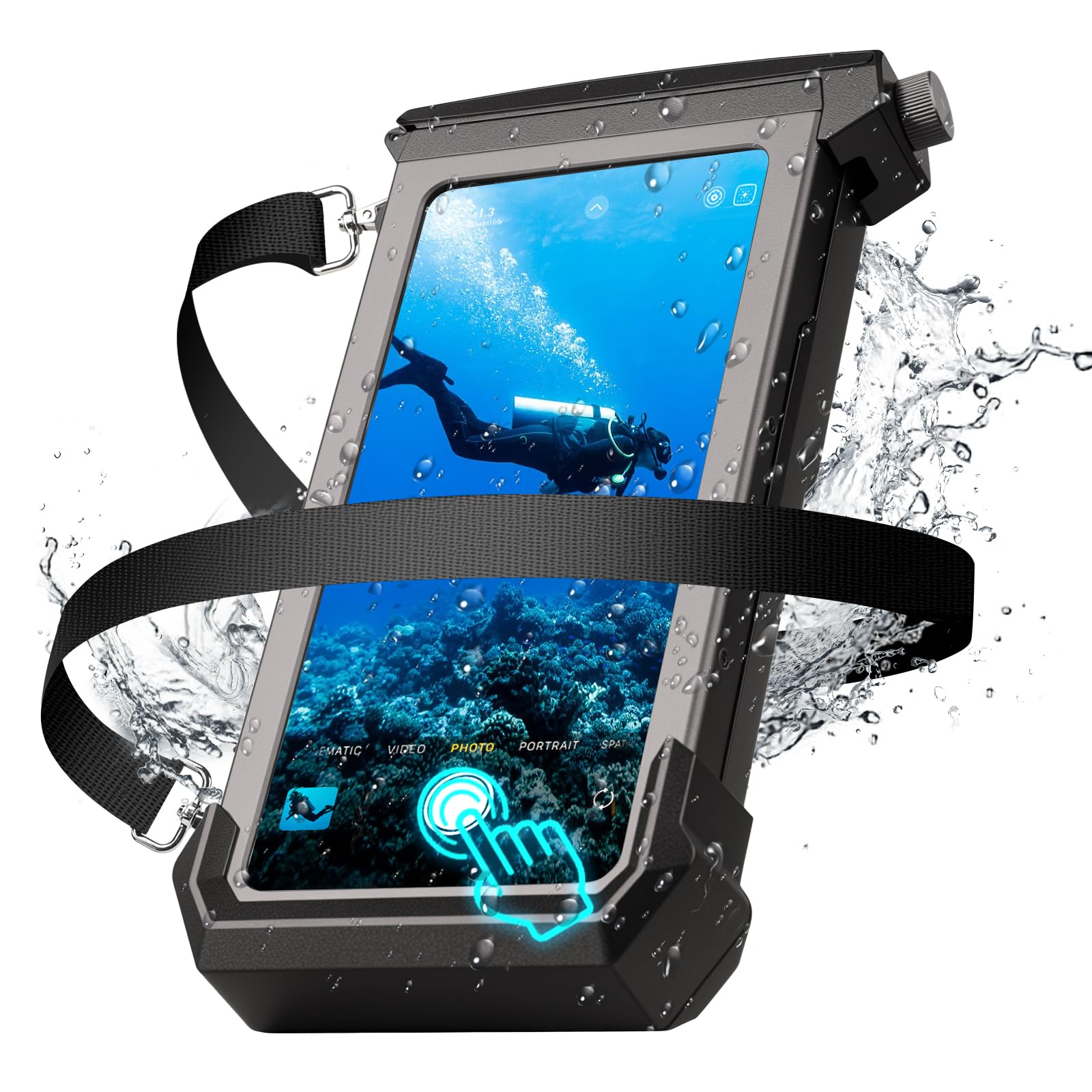 Photo 1 of Transy Waterproof Phone Case for Snorkeling & Diving (98ft/30m), Professional Waterproof Diving Case for Underwater Photo&Video, Universal Underwater Touchscreen Case Compatible with iPhone Black
