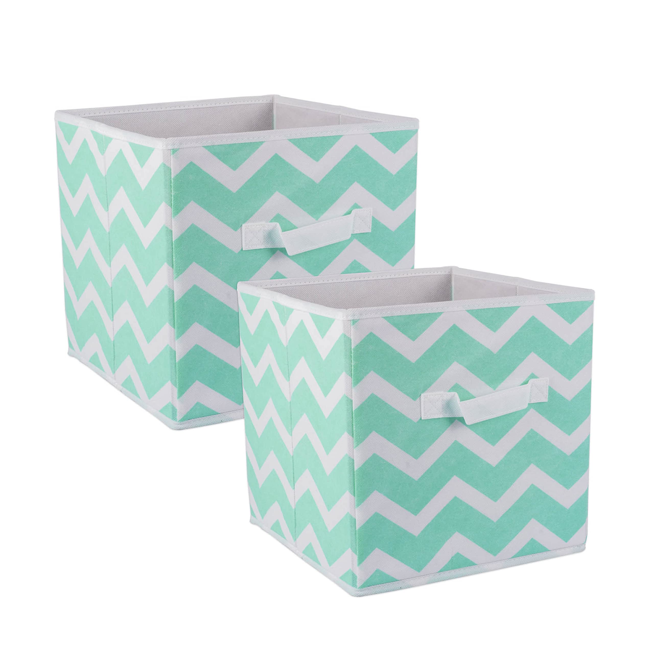 DII Foldable Fabric Storage Bins for Nursery, Offices, Home, Containers are Made to Fit Standard Cube Organizers, Small (2), Aqua — image 1