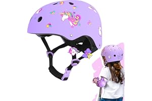 4-PEJIIJAR Kids Bike Helmet for Girls 3-5-8-14, Unicorn Adjustable Toddler Helmets for Bicycle, Roller Skating, Skateboard, Scooter, Skiing