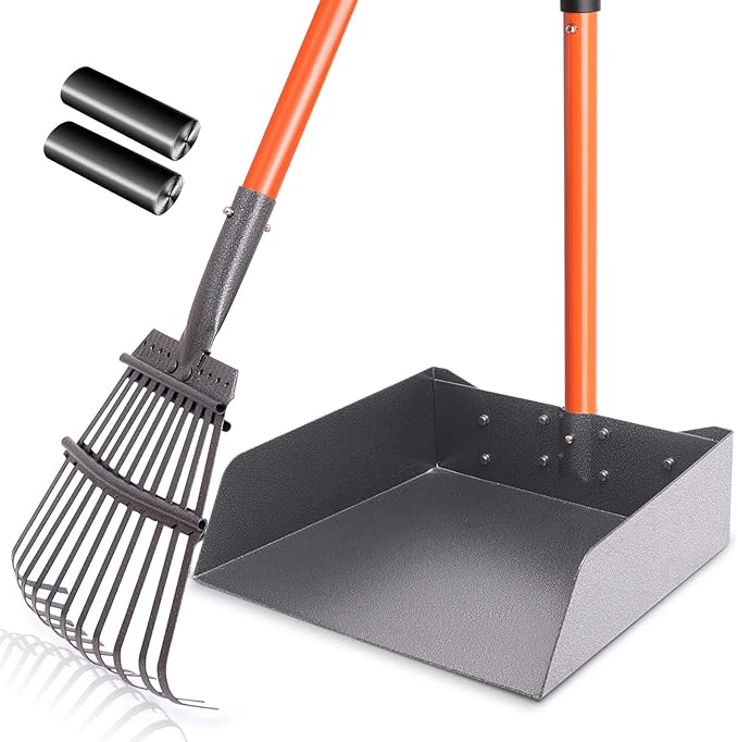 NZQXJXZ Extra Large Dog Pooper Scooper, Upgraded Metal Pet Poop Tray