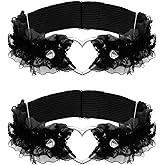 2 PCS Pink Garter, Lace Thigh Garter Thigh Belt for Women, Adjustable Heart Leg Garters Elastic Plus Size