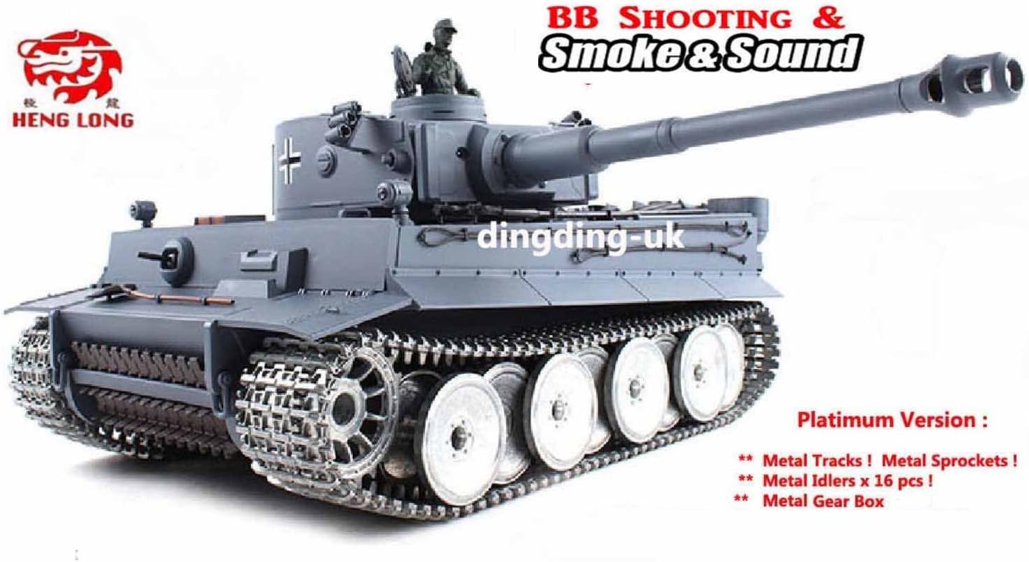 by Big Boyz Heng Long Radio remote Control German Tiger One Tank 6.0V Barrel Recoil Platinum Version -- BB shooting & Smoking & Sounding