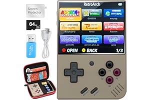 ARTIVIEW Miyoo Mini Plus,Retro Handheld Game Console with 64G TF Card,Support 10000+Games,3.5-inch Portable Rechargeable Open Source Game Console Emulator with Storage Case.(Grey)