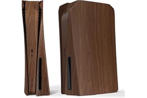 eXtremeRate eXcover Top Bottom Cover Plate Compatible with ps5 Console Disc Edition, Wood Grain Replacement Faceplate Backpla