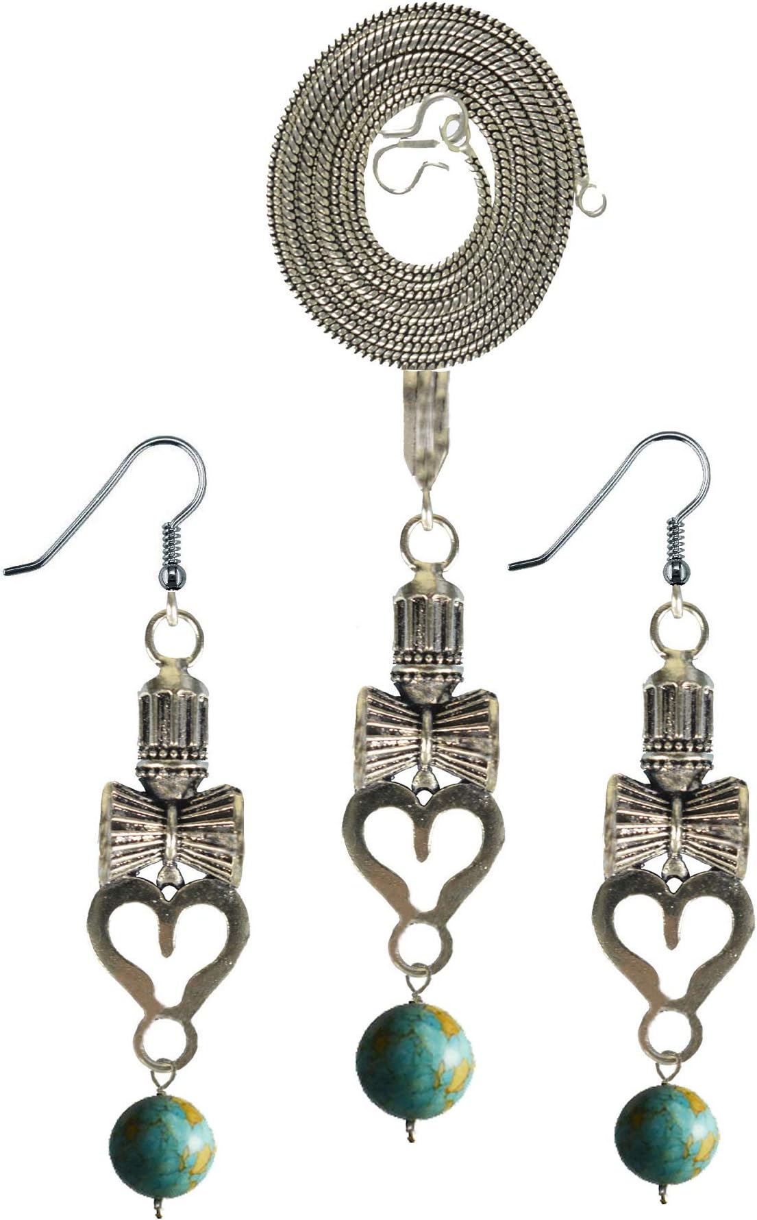Eshopitude Reiki Vastu Crystal Healing Gemstone Om Pendant Earring Set with Chain for Women & Girls