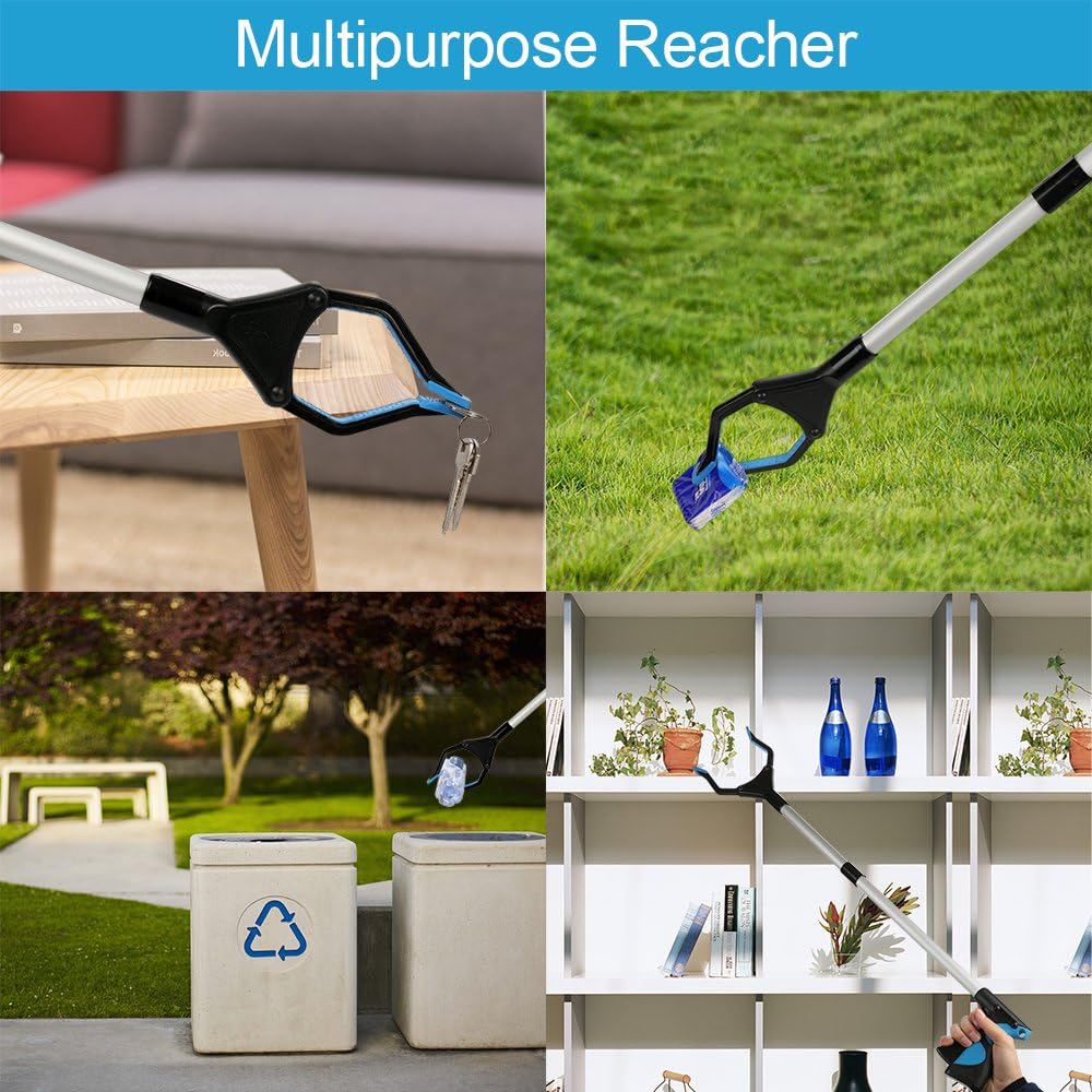 Reacher Grabber Tool, 32" Foldable Grabber Reacher for Elderly, Lightweight Extra Long Handy Trash Claw Grabber, Reaching Assist Tool for Trash Pick Up, Nabber, Litter Picker, Arm Extension (Blue): Health & Personal Care