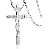 ZENLUNANO Crucifix Cross Necklace for Men and Women with Exquisite Jesus Pendant and Stainless Steel Chain 16-30 Inch