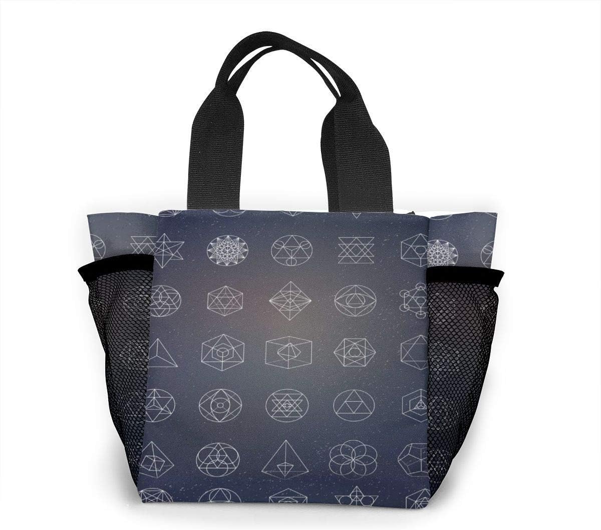 Geometry Icons Esoteric Figures Lunch Bag Lunch Box Light Weight Unisex School Picnic Outdoor Snack Bag