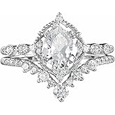 Newshe Jewellery Moissanite Wedding Rings for Women 925 Sterling Silver Engagement Ring Bridal Set Pear Teardrop size