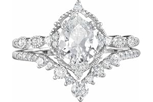 Newshe Jewellery Wedding Rings for Women Cubic Zirconia Engagement Ring Sets 925 Sterling Silver Pear Teardrop Bridal Anniversary Promise Band Size 4-13