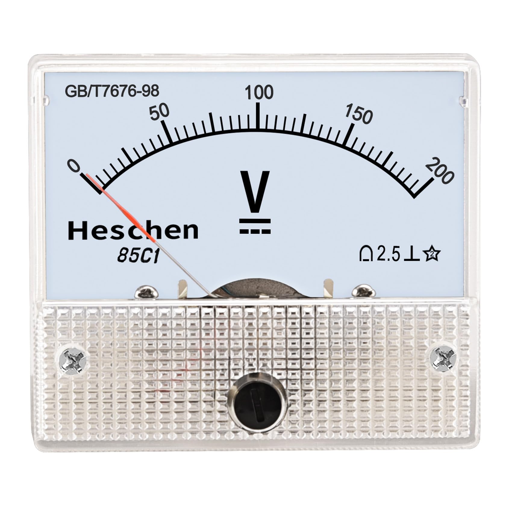 Heschen 85C1-200V Rectangle Panel Mounted Voltage Meter Voltmeter Tester, DC 0-200V, Class 2.5, White