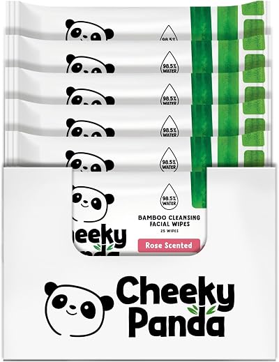 The Cheeky Panda Bamboo Face Cleanser Wipes Rose Scent 6 Packs 25