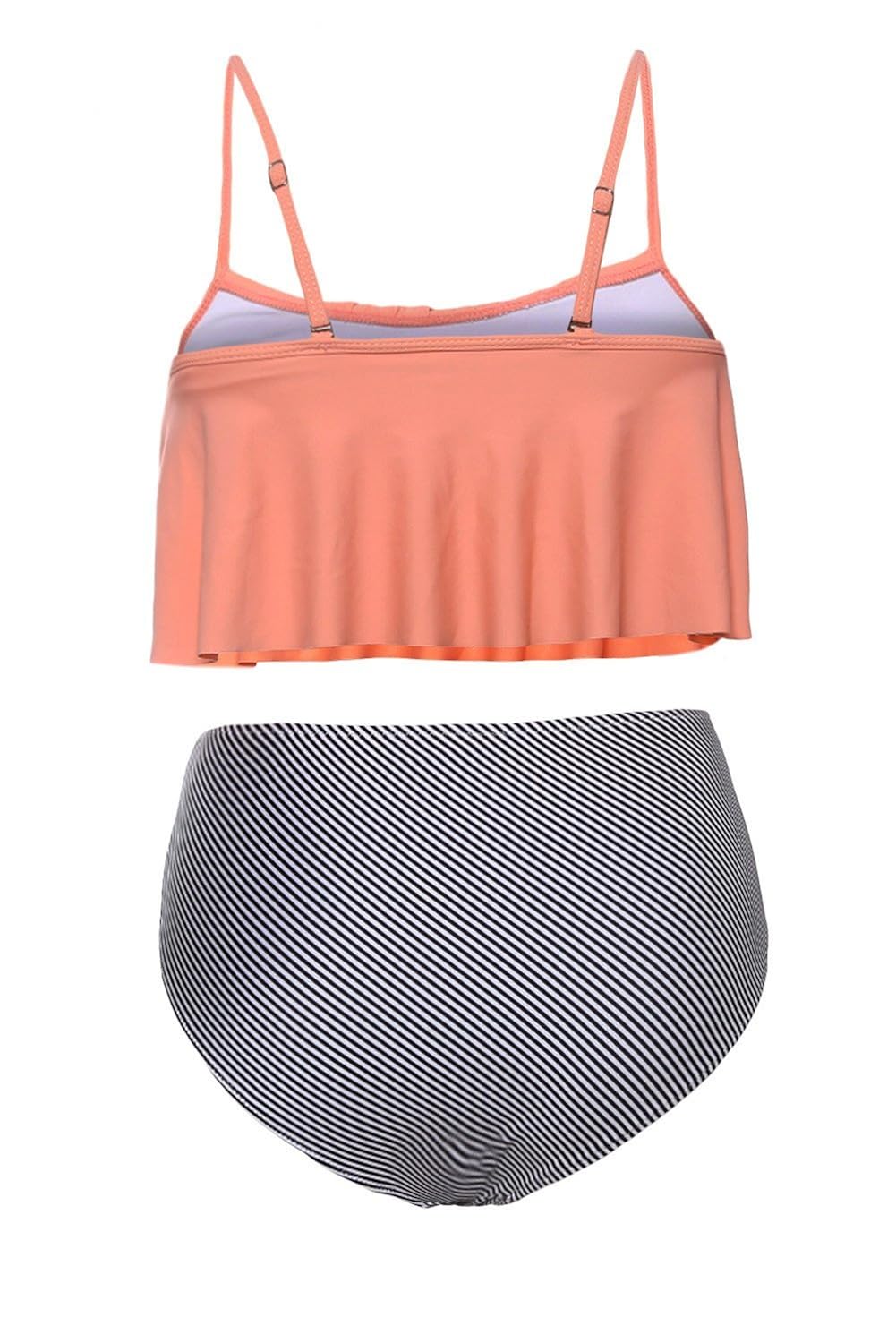 boldgal girl's bathing swim glowing high waist bikini (orange)