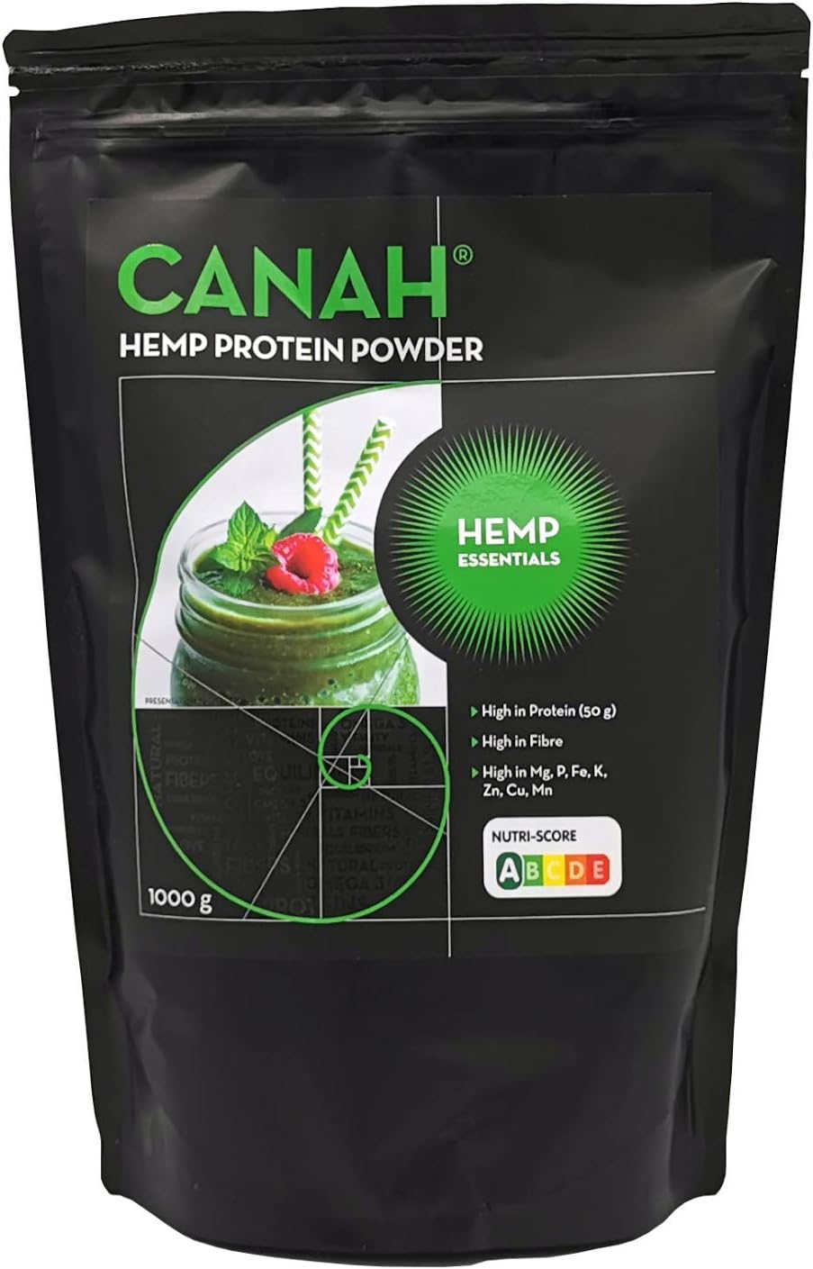 Canah® Natural Hemp Protein Powder 1 kg Vegan, High in Protein, Fibre, Omega 3 & Omega 6, Amino Acids, Vitamins and Minerals