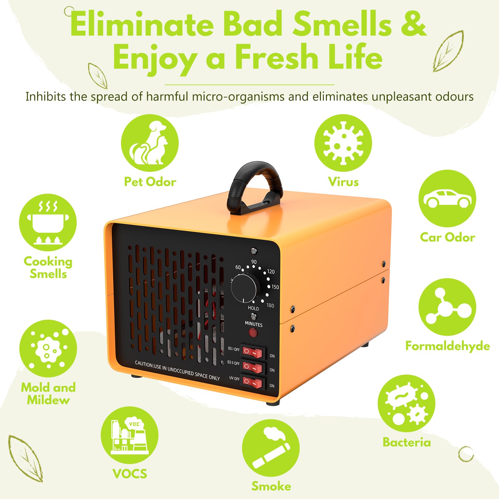 Commercial Ozone Generator Machine 50g Powerful Odor Removal Portable Ozone Air Purifier for Home Industrial Office Factory