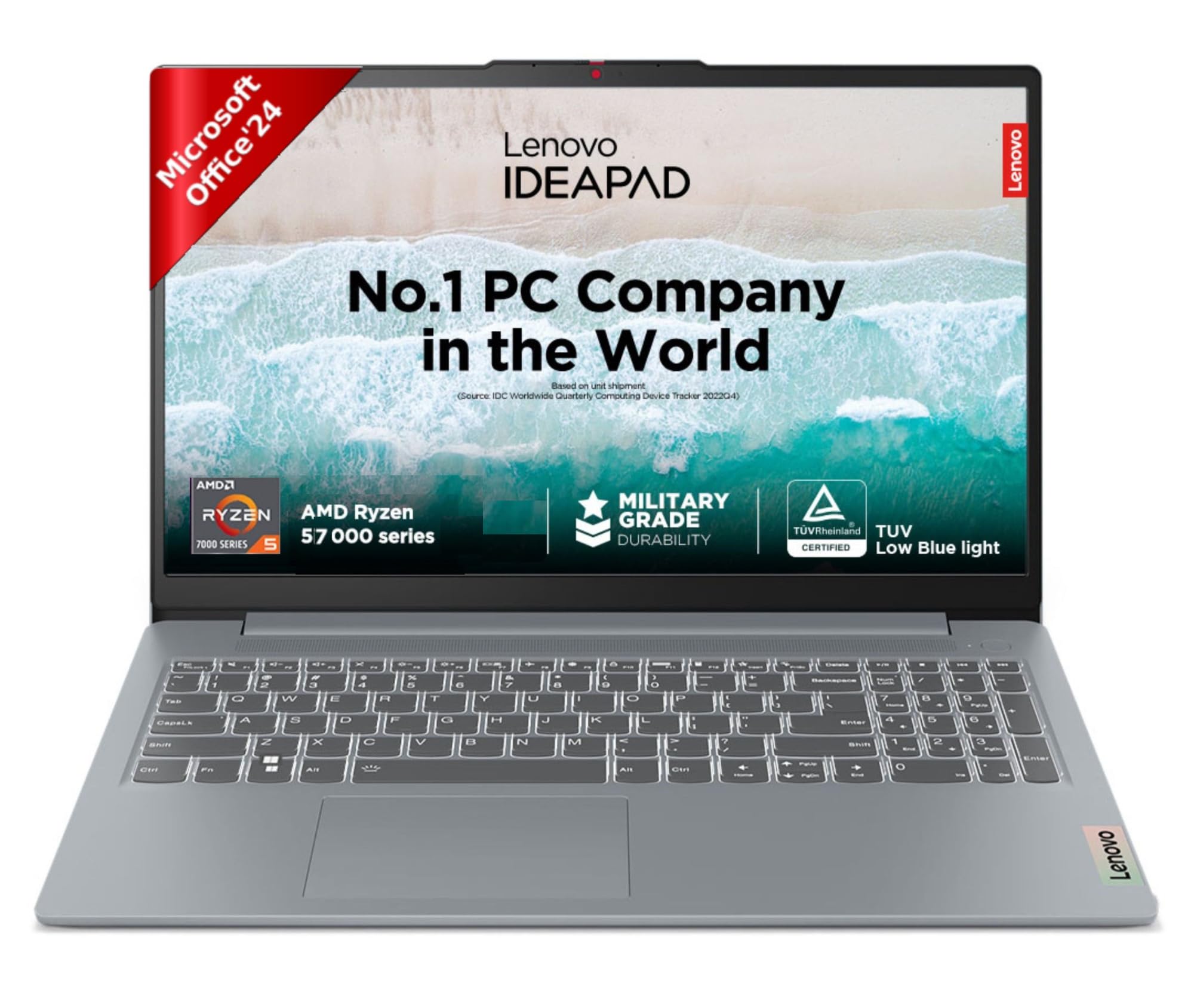Lenovo Ideapad Slim 3 AMD Ryzen 5 7520U 15.6" (39.6cm) FHD Thin and Light Laptop (16GB/512GB SSD/Windows 11/Microsoft 365 Basic + Office Home 2024/Backlit Keyboard/Grey/1.6Kg), 82XQ00XDIN