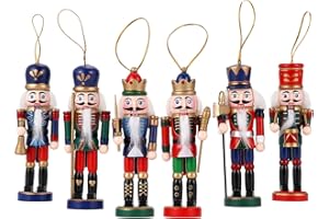 TPUDN 6PCS Christmas Nutcrackers Ornaments Set,13cm Wooden Traditional Nutcracker Soldiers,Painted Nutcracker Figures,Festive Collectible Christmas Nutcracker holiday party Tabletop Thanksgiving Decor