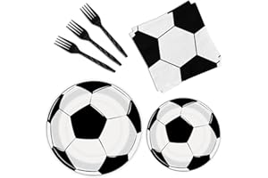 BQK 96 Pcs Soccer Plates and Napkins Party Supplies Soccer Paper Plates Soccer Birthday Party Decorations Soccer Party Favors Soccer Themed Birthday Party Supplies