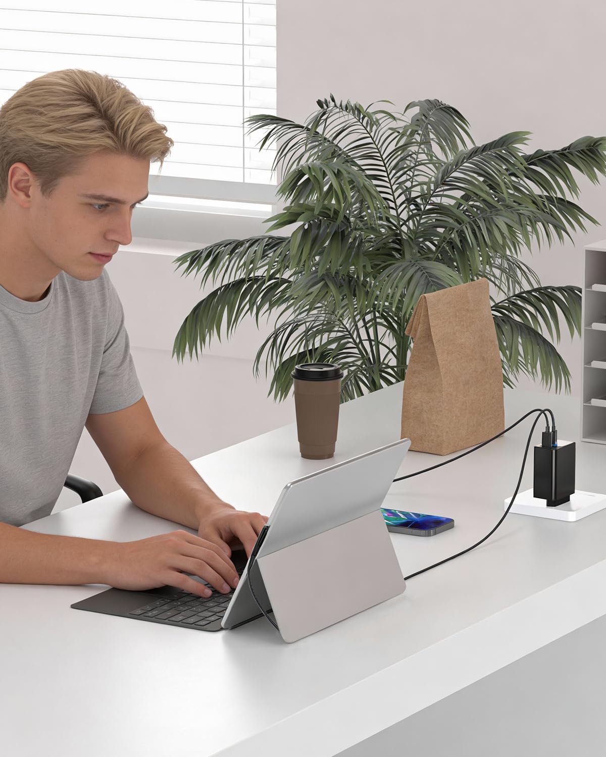 65W Surface ladekabel mit GaN Schnellladegerät für Microsoft Surface, Dual-Ports (USB-C & USB-A), Kompatibel mit Surface Pro 3-11/X, Book, Go, Surface Laptop Studio, Inkl.1,5m Surface ladekabel 7