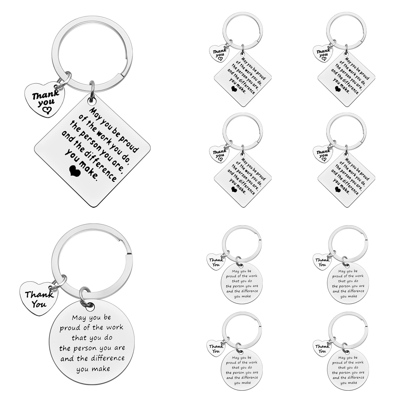 Ximalun 10 Pcs Thank You Gifts Appreciation Keyring Make a Difference Keyring Thank You Gifts for Colleague Employee Staff Appreciation Gifts for Nurse Teacher Mentor Coach Social Worker