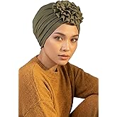 Aisha's Design Instant Turban Head Wraps For Women Pretied Hijab Scarves, Rose Detail