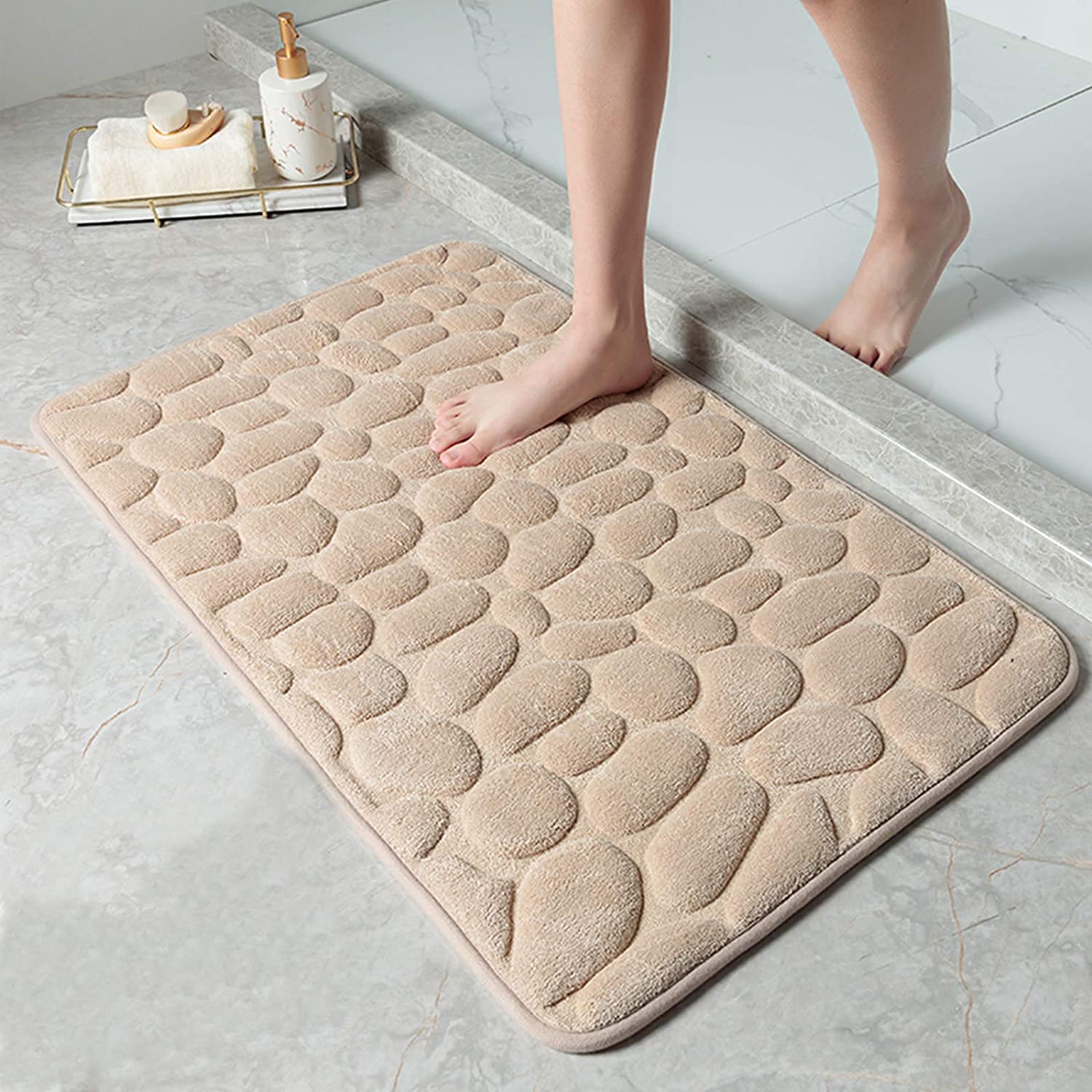 Decorus Memory Foam Bath Mats Non Slip Cobblestone Bath Rugs Super Absorbent Bathroom Mats Machine-Washable Cozy Bath Mats for Bathrooms — image 1