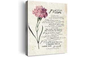 Wailozco Mom Wall Decor,To Dear Mom Poem Canvas Prints Framed Wall Art,Gifts for Mother from Daughter