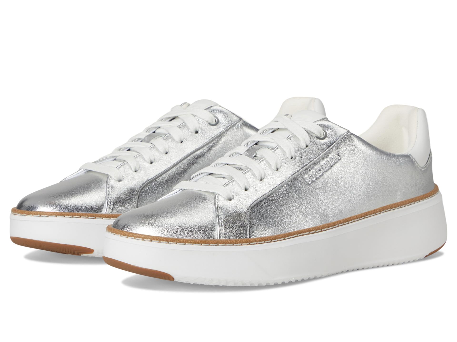 Cole Haan Women’s Grandpro Topspin Sneakers, Silver Talca/Optic White, 9-C US