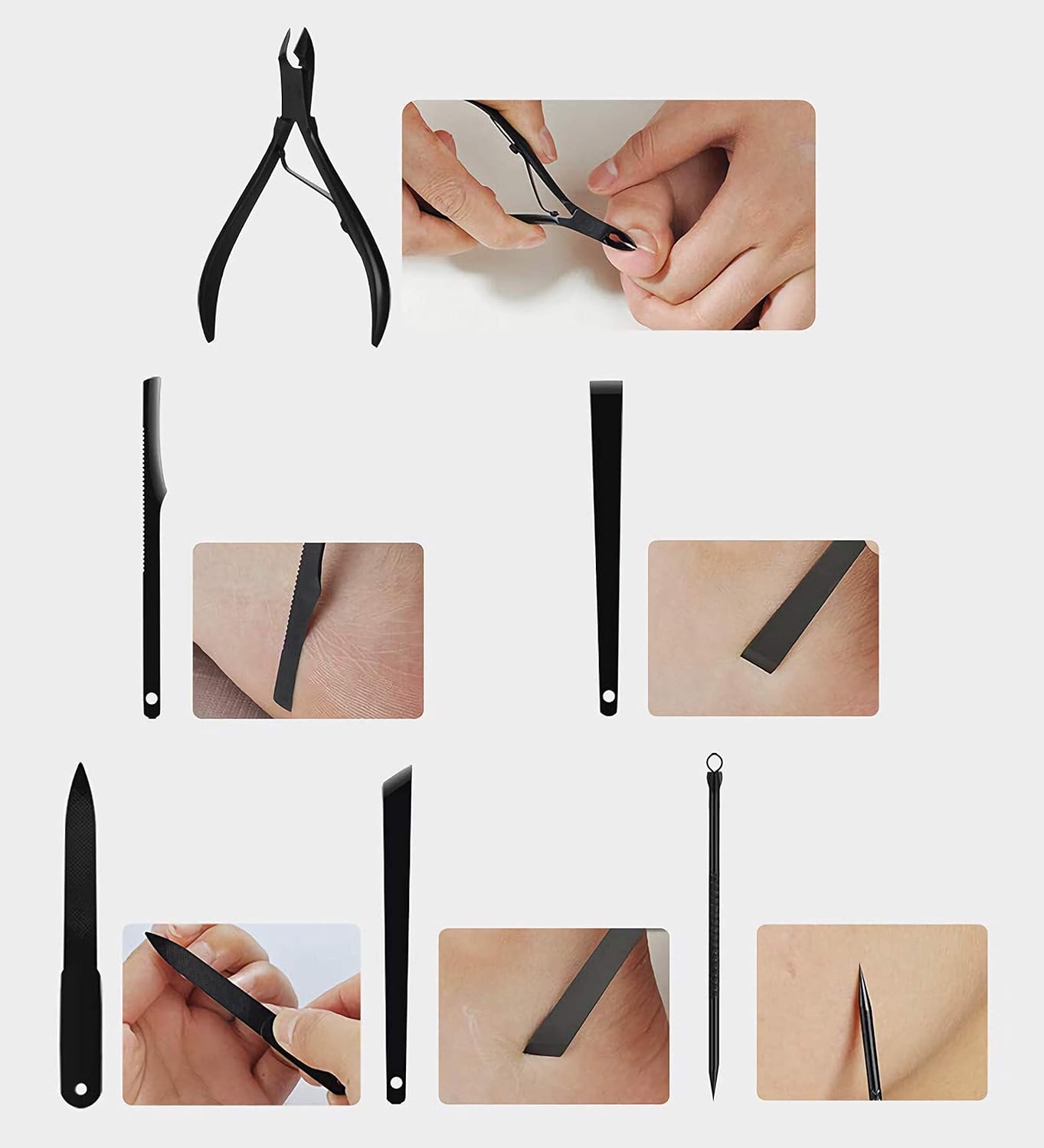Manicure Set High Precisio Stainless Steel Nail Cutter Pedicure Kit Nail File Sharp Nail Scissors and Clipper Pedicure Kit Fingernails & Toenails with with Black Leather Travel Portable stylish case : Beauty