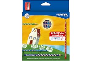 LYRA Groove Slim Child-Grip Pencils, 3.3 Millimeter Cores, Includes Sharpener, Set of 24 Pencils, Assorted Colors (2821240) by Lyra