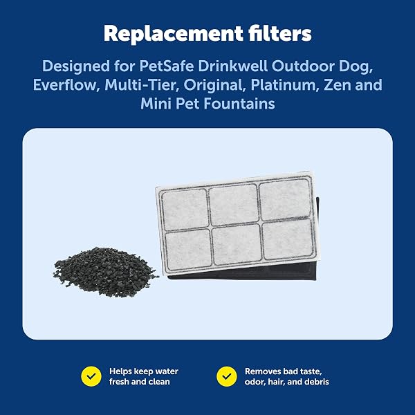 PETSAFE DRINKWELL REPLACEMENT CARBON FILTER, DOG AND CAT WATER FOUNTAIN FILTERS, PACK OF 3