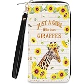 Giraffe Lovers Gifts Womens Wallet - Small Slim PU Leather Wallet for Women with Zipper Coin Purse, Credit Card Holder Wallets, Wristlet Wallets for Female Ladies Teen Girls