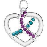 Teal & Purple Charms - Ribbon, Heart, Round Shaped for Sexual Assault & Suicide Prevention Awareness - Perfect for Jewelry Making, Bracelets, Necklaces, DIY Projects, Support Groups, Fundraisers, & More!
