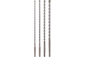 Sabre Tools 4-Piece 12in SDS Plus Drill Bit Set, Carbide Tipped, Rotary Hammer Drill Bits for Brick, Stone, Concrete (1/4" x 12", 5/16" x 12", 3/8" x 12", 1/2" x 12")