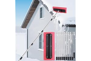 Roof Rake for Snow, Snow Roof Rakes Removal Tool Shovel for House , Adjustable Telescoping Plate Stainless Steel Telescopic P