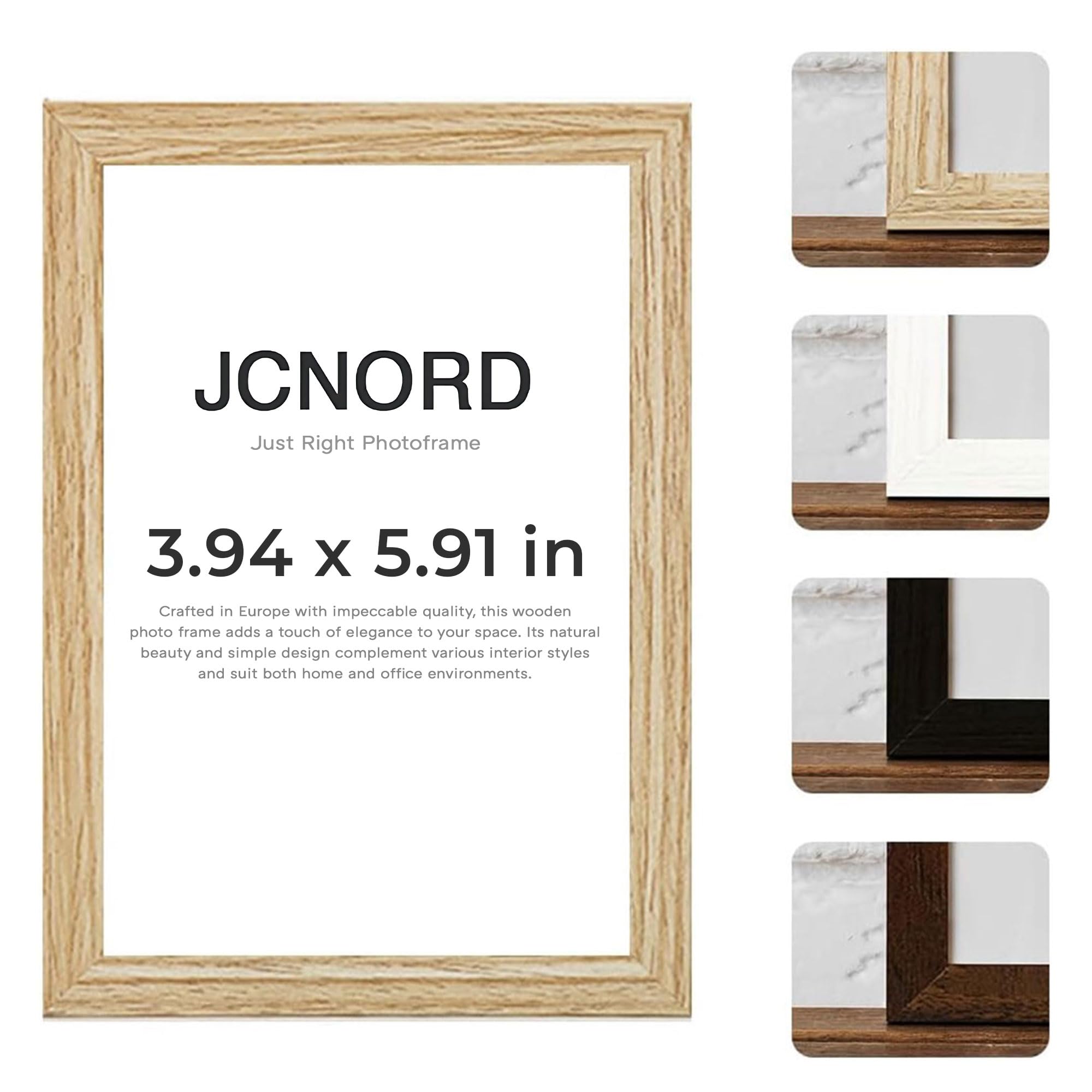 JCNORD MDF Oak Colored Wooden Picture Frame 6x4 inches (10x15 cm) with Shatterproof Acrylic Glass | Modern Photo Frame for Walls and Tables
