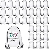 FdcZeyxior 30 Pcs Sublimation Drawstring Bags Blanks White Cinch Sack Draw String Backpack Bulk Polyester Blank Bags for Heat Transfer Vinyl Gym Sport DIY Craft