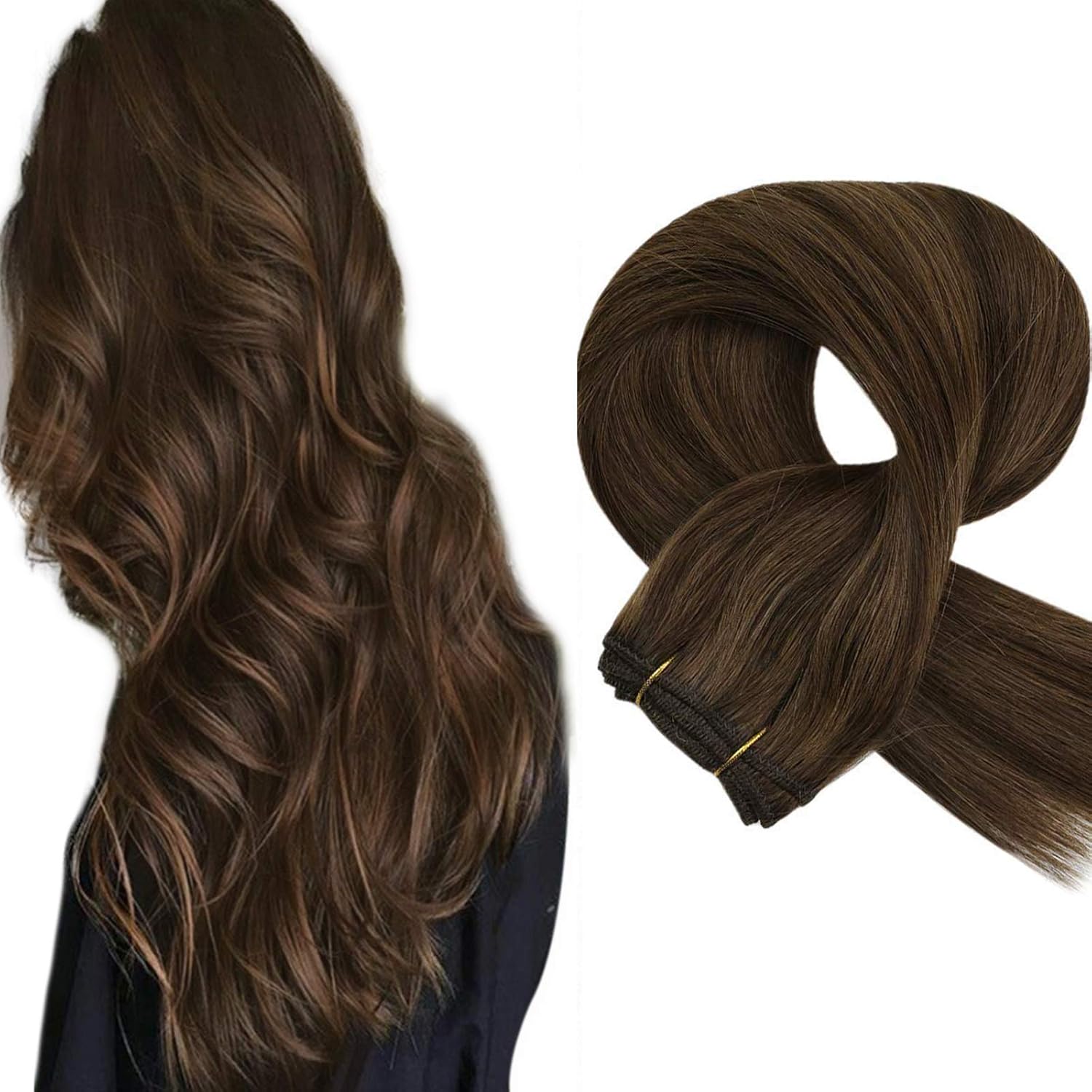 Sunny Weft Hair Extensions Human Hair 14 Inch Highlights Color Dark Brown Mix Light Brown Sew In Hair Weft Brazilian Human Hair Bundles 100g Amazon Ca Beauty Personal Care