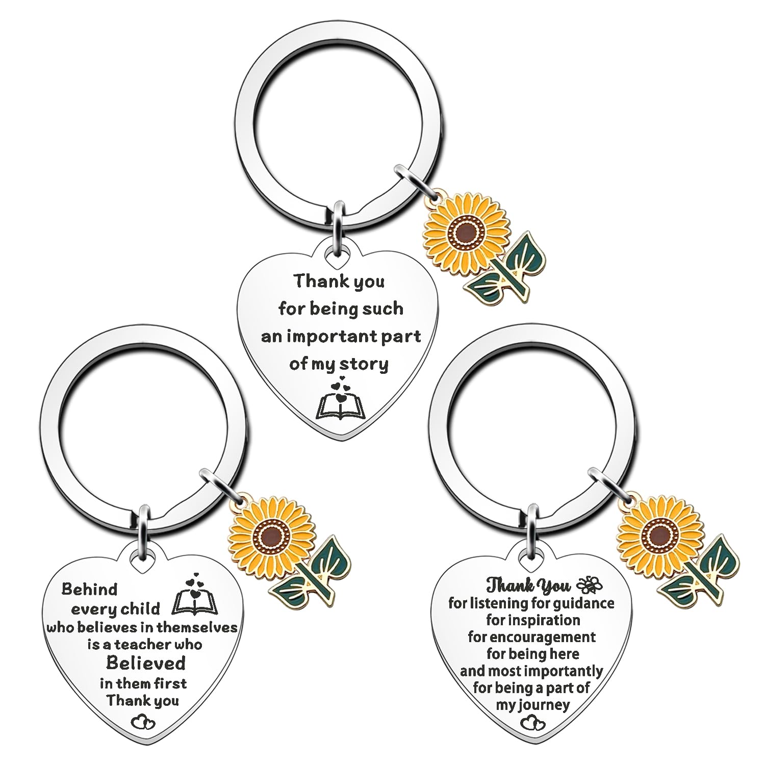 FMCC Teacher Gifts -Thank You Teacher Gifts for Women Men Personalised Teacher Gifts Christmas Presents 3PCS Keyring