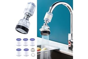 Keoshiga Faucet Water Filter, 360° Rotating Faucet Water Filter, Kitchen Bathroom Universal Sink Water Filter, with 3 Water Outlet Modes Removes Chlorine Fluoride Heavy Water for Bathroom Sink