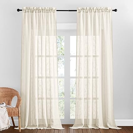 Amazon De Pony Dance Leinentopik Vorhang 240 Cm Lang Voile Gardinen Mit Stangedurchzug