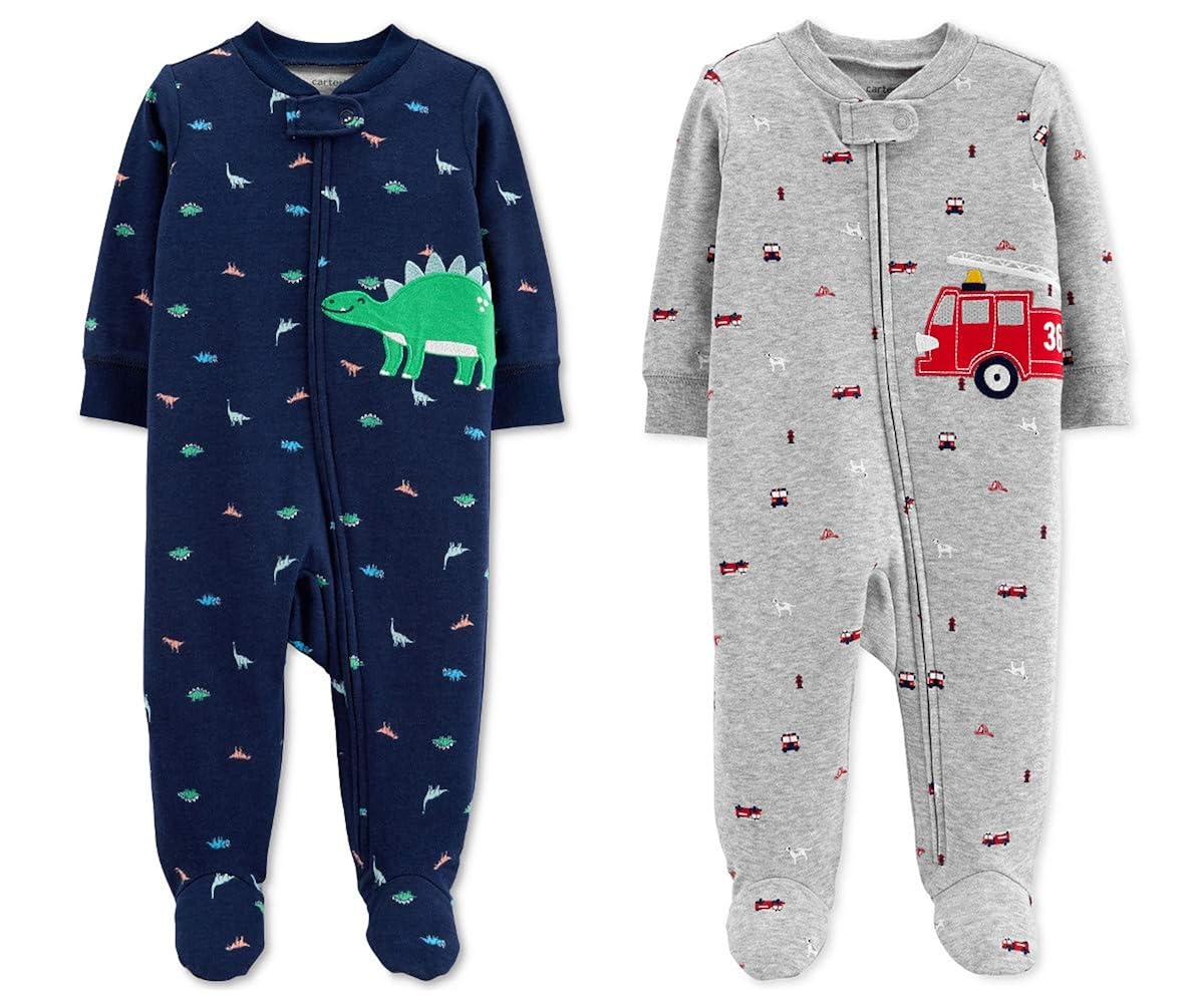 Carters Baby Boys Footed Sleeper Cotton Sleep and Play Pajama with Zipper Set of 2 Clothing