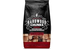 Fire & Flavor Cherry Wood Chunks for Smoking and Grilling - All-Natural, Long-Lasting with a Mildly Sweet Flavor - Large Chunk Wood Chips for Smokers,Red