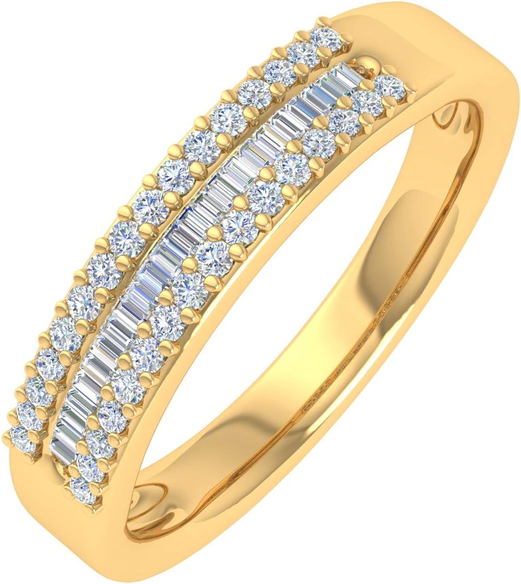 1/4 Carat Baguette and Round Shape Diamond Wedding Band Ring in 10K Gold