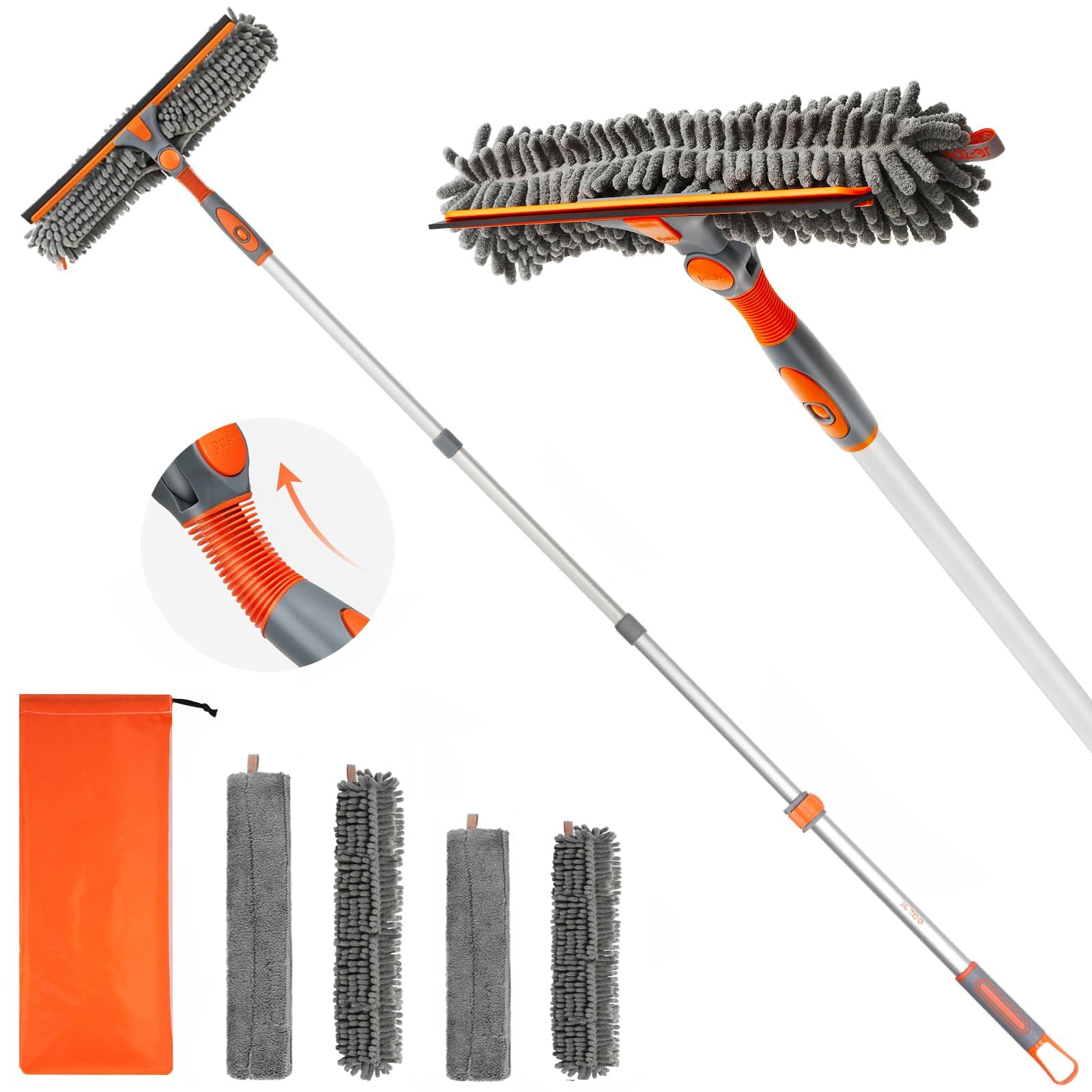 Photo 1 of Eazer 64'' Squeegee Window Cleaner 2 in 1 Rotatable Window Cleaning Tool Kit with Telescopic Pole, Window Washing Equipment with Bendable Head for Indoor/Outdoor Window and Car Glass