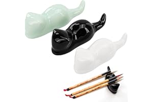 3PCS Paint Brush Rest Holder, Cute Cats Shape Stand for Chinese Painting Pen Chopsticks Sumi Brushes and Calligraphy, Porcela