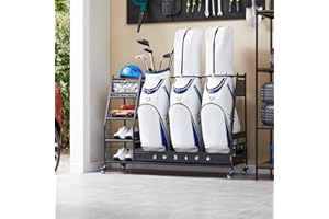 LAUREN HAROLD Lauren&Harold Golf Bag Organizer Garage Storage, Golf Storage Rack Stand Fits 2 Golf Bags, Golf Clubs and Other Golfing Equipment Accessories, Golf Organizer for Garage, Club, Shed, Basement