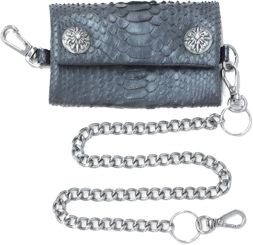 Amazon レザーキーケース メンズ パイソン キーケース チェーン付き ヘビ革 蛇 へび 500 1 ブラック キーホルダー チェーン