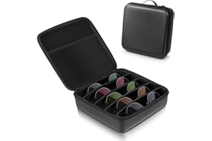 HomePekite Travel Sunglasses Organizer​ Hard Shell​ Sunglass Case Adjustable Slots for Multiple ​Sunglass Eyeglass Case